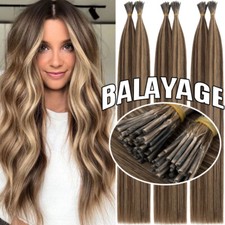 THICK Stick I Tip Remy Human Hair Extensions Pre Bonded Micro Ring Beads Stands