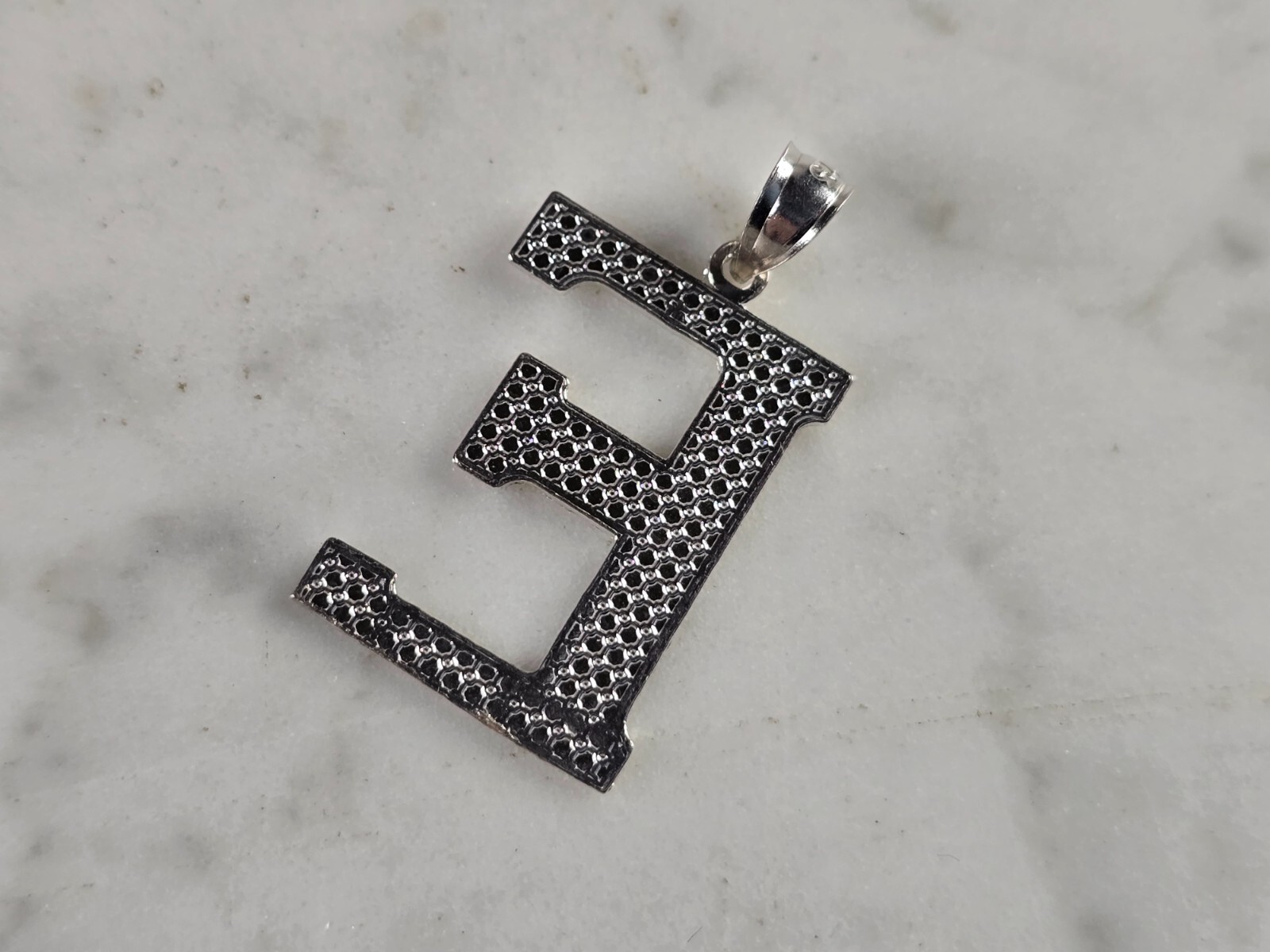 Womens Sterling Silver Initial Letter " E " Penda… - image 2
