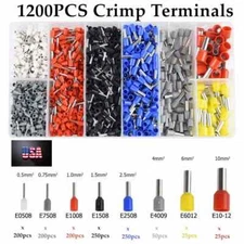 1200PCS Insulated Cord Pin End Terminal Bootlace Ferrules Kit Wire Set