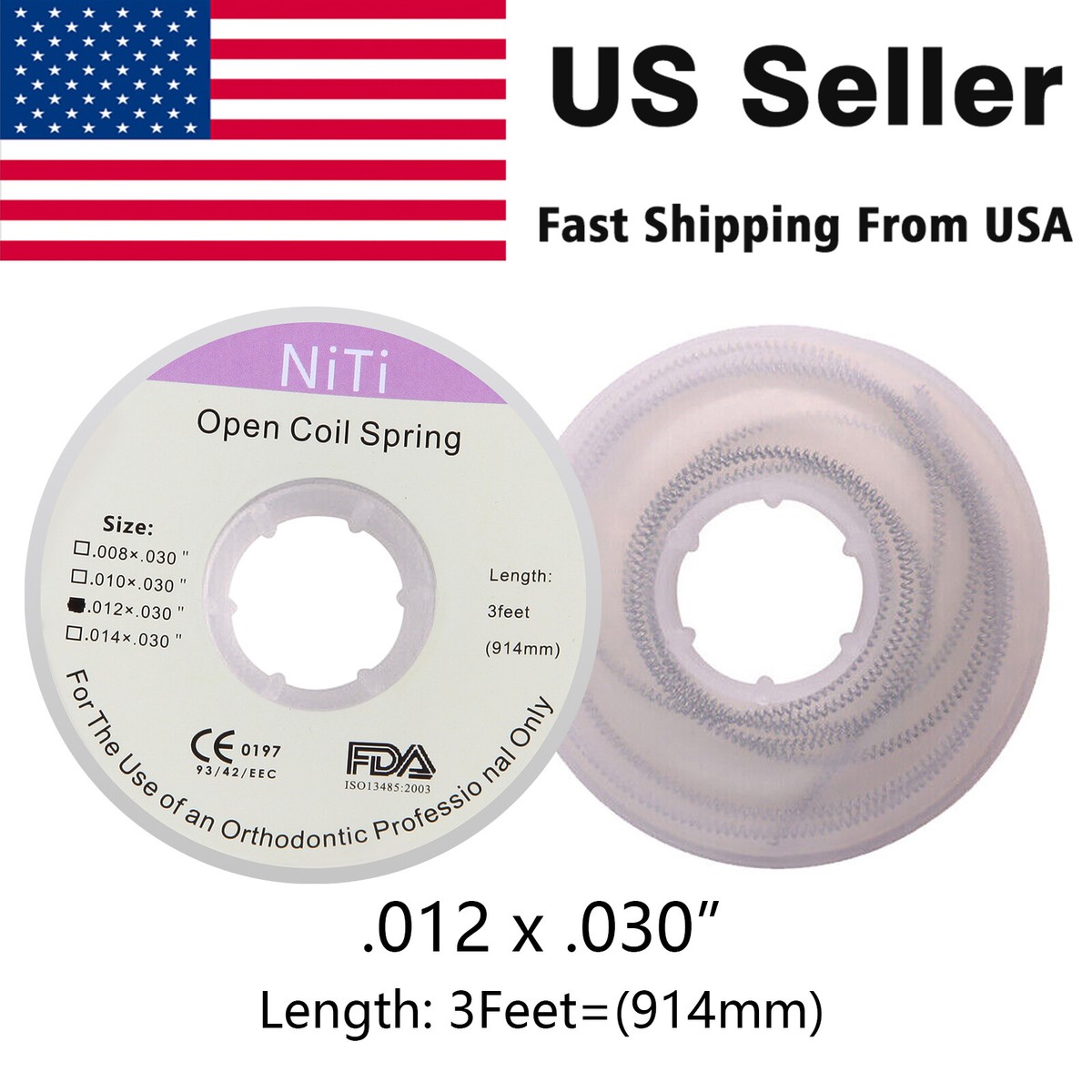 Rouleau Ressort Niti Orthodontie Dentaire - Diamètre 0,012 * 0,030 Pouce - 914 Mm - Neuf