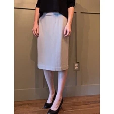Trina Turk Pencil Skirt Wool Blend Light Gray Neutral Career Office Size 8