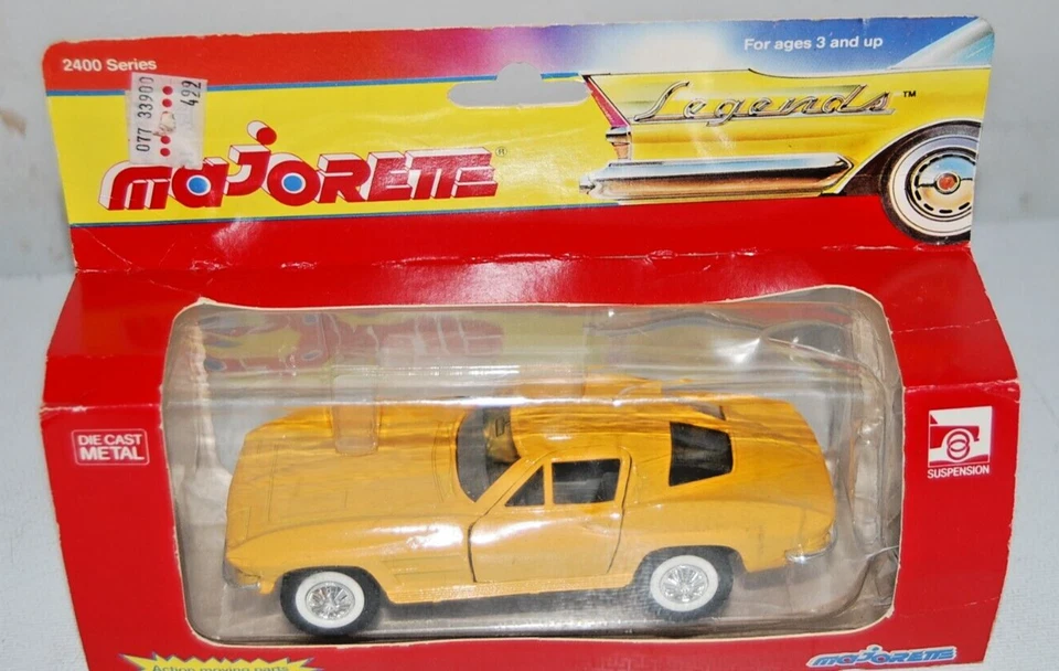 Majorette Legends '63 Chevrolet Corvette Sting Ray 1/32 Diecast Yellow 2403 1963 - Image 2 of 4