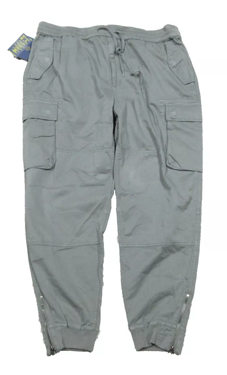 Polo Ralph Lauren Big & Tall Men's Grey Solid Utility Surplus Chino Cargo  Jogger