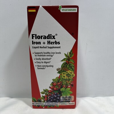 Floradix Iron + Herbs Liquid Supplement, 23 fl oz, Best Before 10/26 ~NEW SEALED