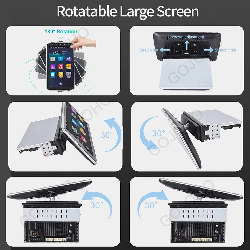 Single 1 DIN Rotatable 10.1'' Android 13 Touch Screen Car Stereo Radio GPS Wifi - Image 2 of 4