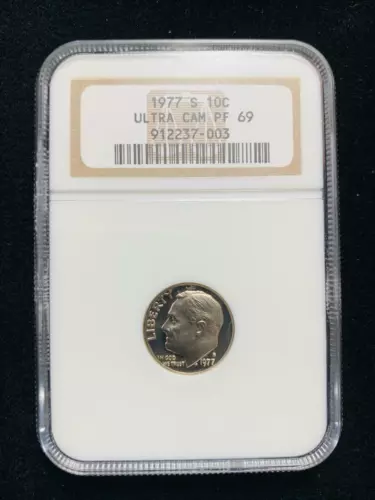 1977 S 10C Roosevelt Dime PF69 Ultra Cameo NGC PR69 DCAM UCAM FATHEAD; SKU 2441