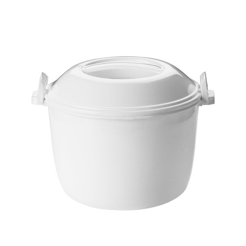 Microwave Rice Cooker With Spoon & Measuring Cup Durable White Plastic