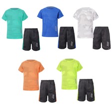 Kids Boys Shorts Exercise Activewear Team Tracksuit Pullover T-Shirt Summer Gym