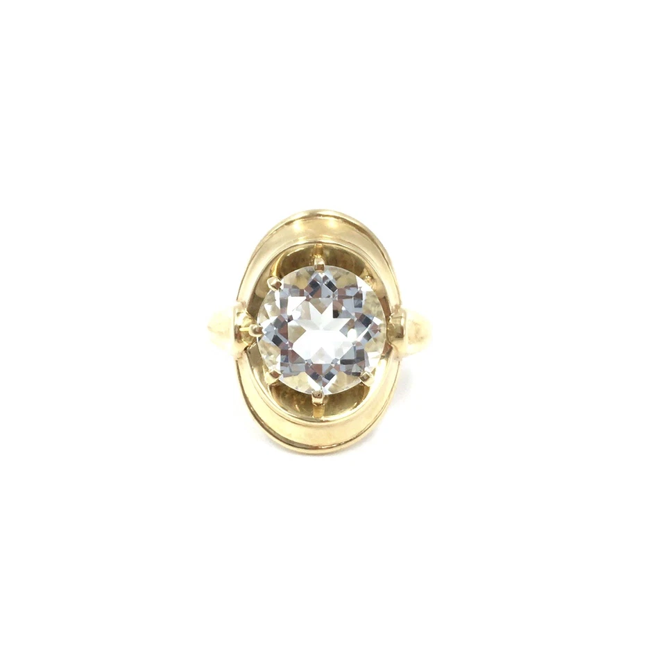 14kt Gelbgold Ring 3.91ct Aquamarin tested 585 Gold Schmuck Aqua 18.4mm / 58 - Bild 3 von 4