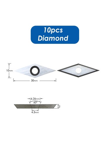 10pcs Carbide Insert Cutters Turning Tools Diamond Replacement Milling Knives - Picture 10 of 25