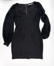 Marc New York Dress Womens 6 Black Shimmer Bodycon V-Neck Short Sheer Sleeve