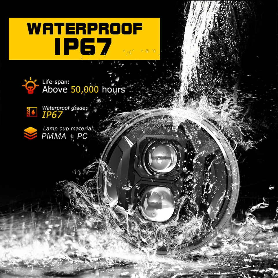 Пара 7-дюймовых круглых светодиодных фар Hi-Lo герметичные для пикапа Chevy C10 C20 C30 1969-1974 - Изображение 4 из 4