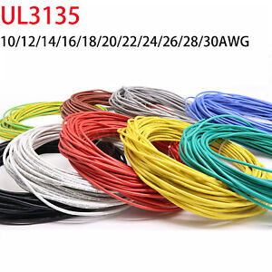 UL3135 Flexible Soft Silicone Wire Cable 30 28 26 24 18 16 14 12 10AWG All Color
