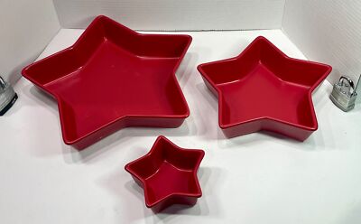 Set of 3 Chantal Red Star-Shaped Baking Dishes 1 Cup 1 Quart 2 Quarts