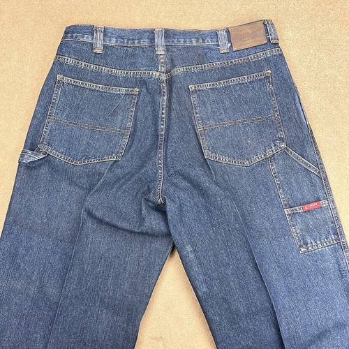 Vintage Chaps Jeans Mens 36x30 Blue Denim Carpenter Fit Wide Leg Utility Pockets - Picture 7 of 17