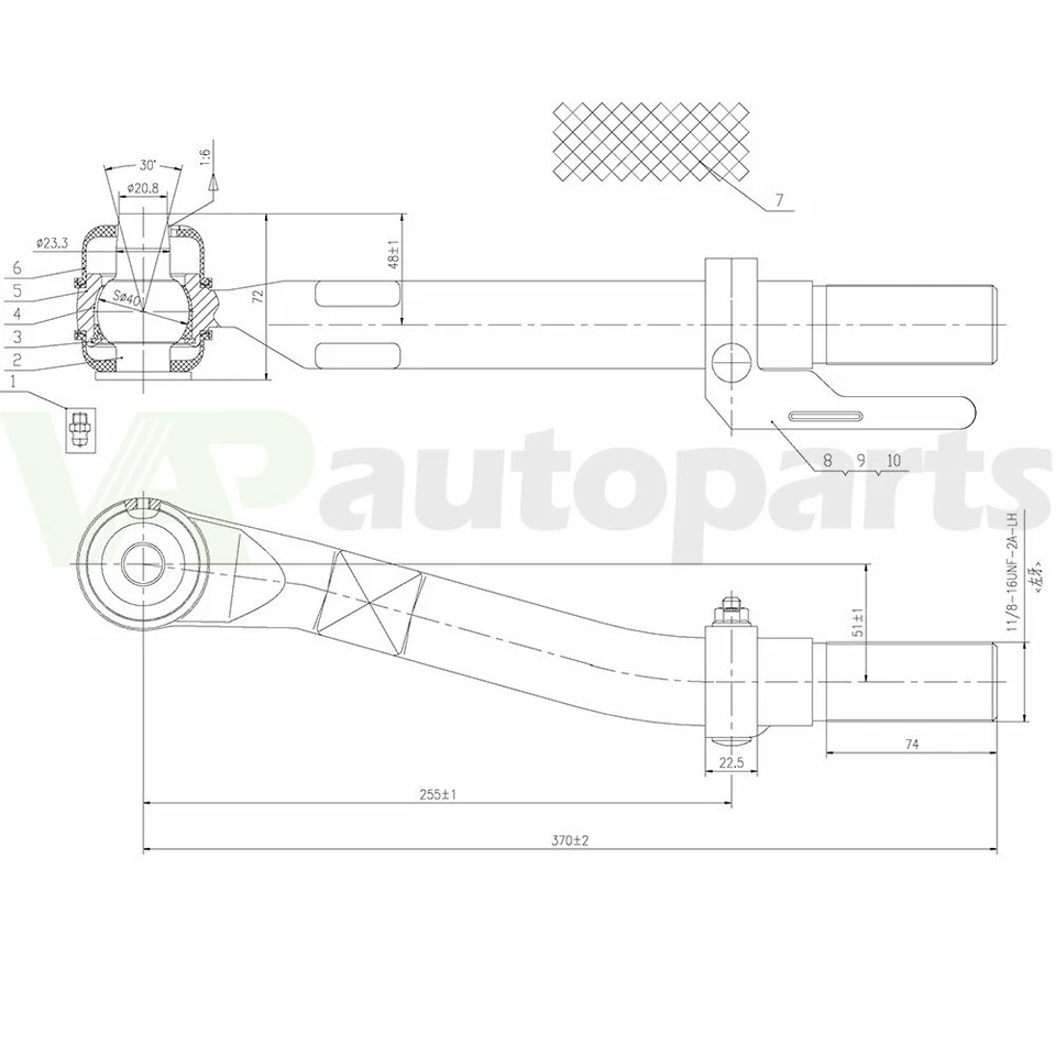 Set Of 11Pcs Tie Rod Ball Joint For 2005-2007 FORD F-250 SUPER DUTY Steering Kit - Image 2 of 4