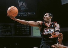 Philadelphia 76ers Allen Iverson taking layup vs New Jersey Nets E- Old Photo