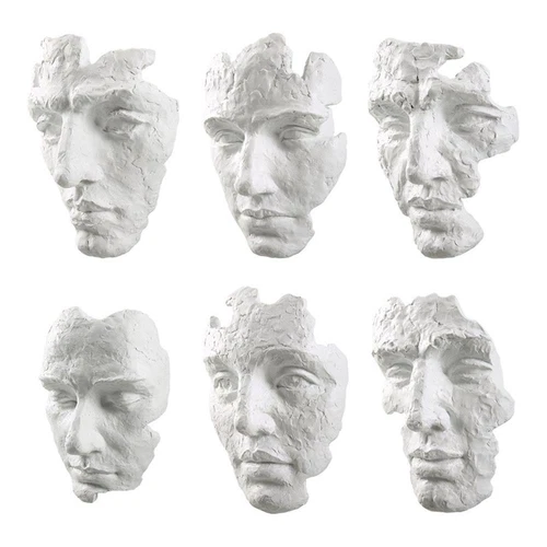 Uttermost Self-Portrait 6-Piece Contemporary Polyresin Mask Wall Decor in White - Picture 1 of 6