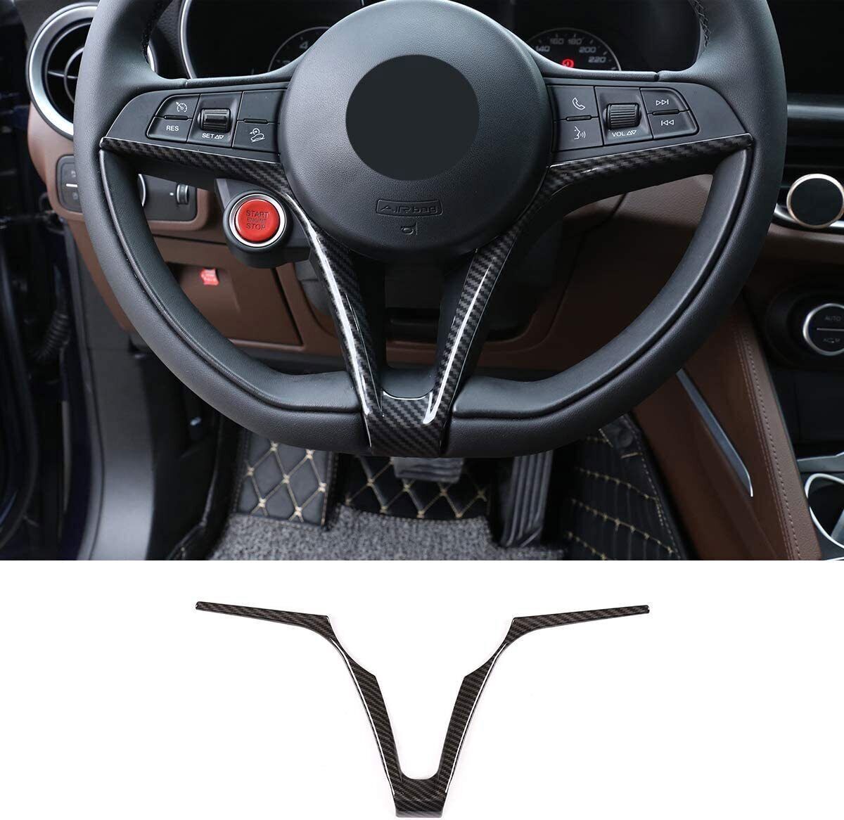 For Alfa Romeo Giulia Stelvio ABS Interior Steering Wheel Cover Trim 2017-2019