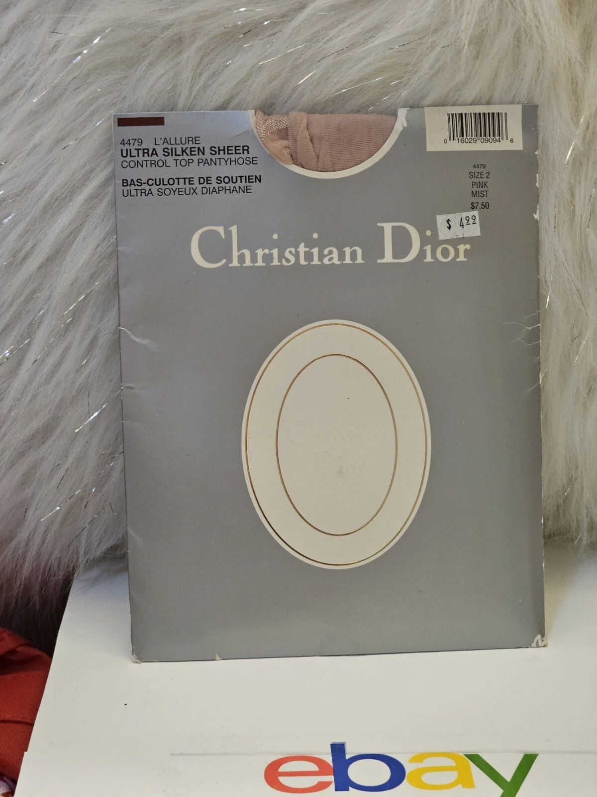 VINTAGE CHRISTIAN DIOR PINK MIST SIZE 2 ULTRA SILKEN SHEER PANTY HOSE CNTROL TOP