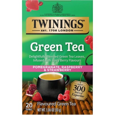 Twinings Pomegranate, Raspberry & Strawberry Green Tea - 20 tea bags (Pack of 2)