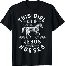 This Girl Runs On And Horses Horse Riding Equestrian T-Shirt