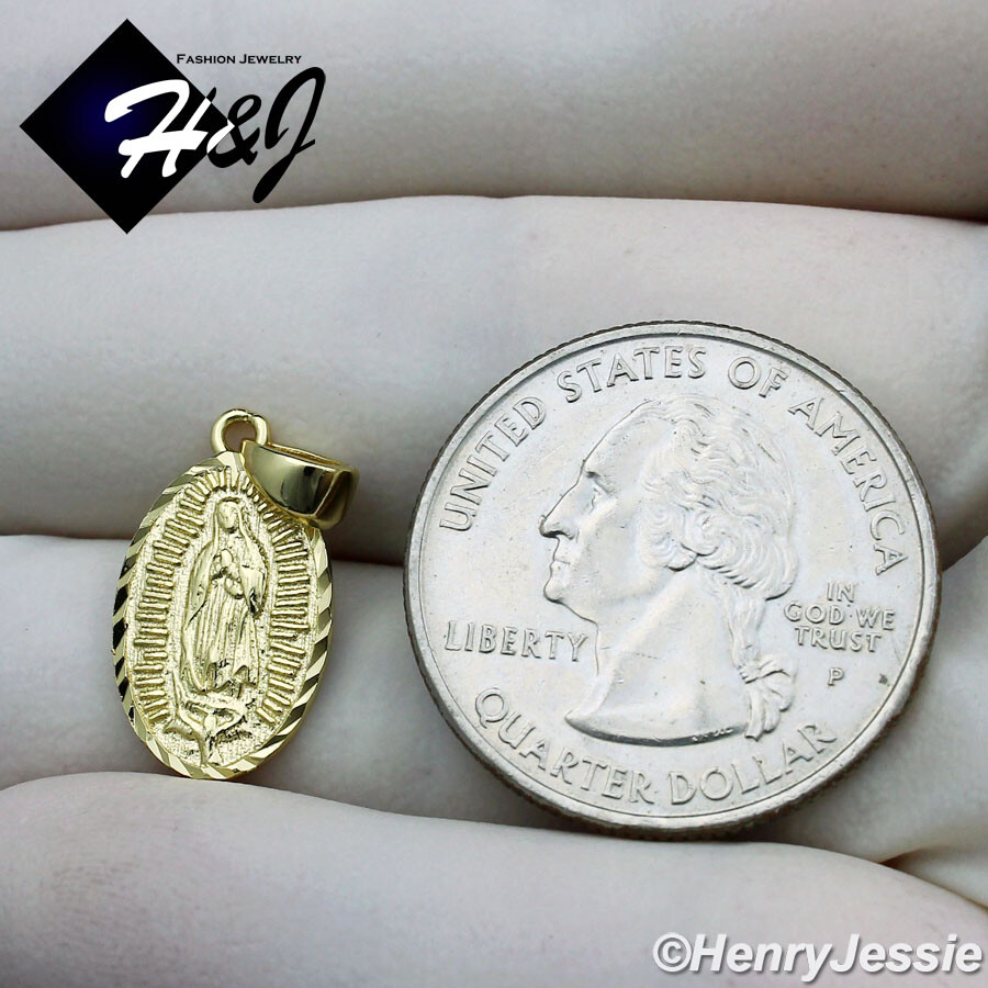 MEN WOMEN 925 STERLING SILVER SMALL PLAIN VIRGIN MARY GOLD PLATED ...