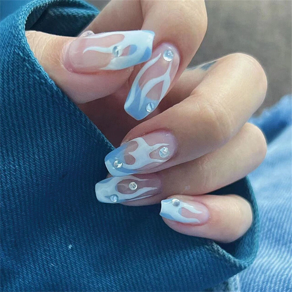 24pcs Fake Nails Set Short Press on Nails Reusable Acrylic with Glue Full  Cover Press-on Pressure Artificial False Nail Art Tips - AliExpress