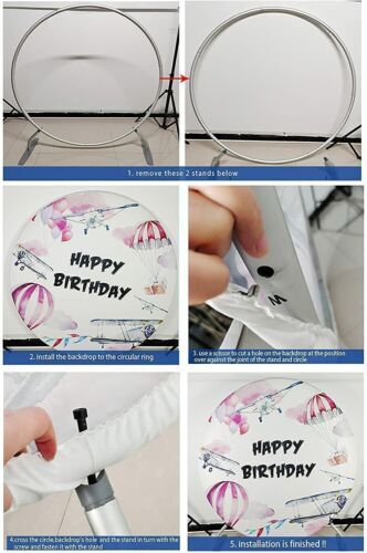 Round Cartoon Cars Backdrop Happy Birthday Party Photo Background ...