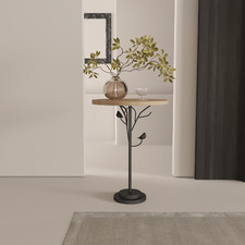 Small space round-edge coffee table, metal table legs coffee table natural 