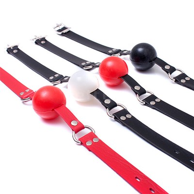 Binding Open Mouth Silicone Ball Gags PU Leather Head Harness Oral Slaves Game