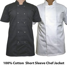 100% Cotton Chef Jacket white black Short Sleeve Jackets Suitable For Unisex