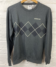 Mens vintage Adidas Originals Argyle design Sweater Sweatshirt Top, S / Small