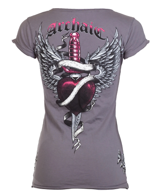 Archaic By Affliction Women's T-shirt Heart Torn Biker Tattoo - Foto 14