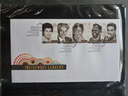 AUSTRALIA 2013 INDIGENOUS LEADERS STRIP 5 STAMPS FDC FIRST DAY COVER