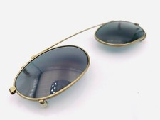 Vintage Gold Metal Oval Clips-On Sunglasses Frames
