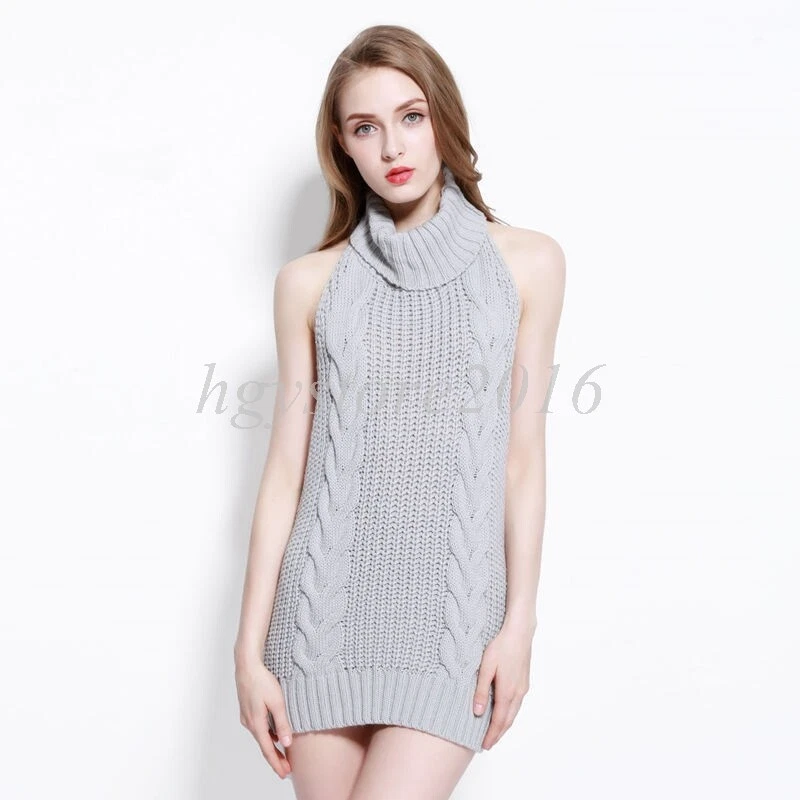 Women Backless Sleeveless Virgin Killer Pullover Cosplay Sweater