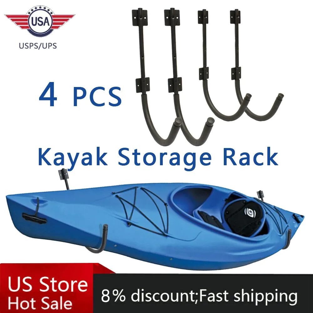 4 PCS Kayak Storage Wall Mount Hanger Rack For Canoe Paddle Kayak