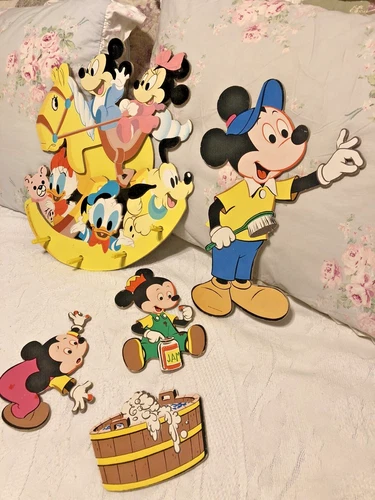 Disney VINTAGE Cardboard Nursery Wall Hangings Mickey& Minnie Mouse