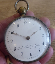 GIROD COLOMBY GENEVE ANTIQUE SILVER REPEATER GENTS FUSEE VERGE POCKET WATCH