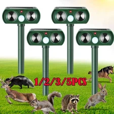 1/3/5X Solar Power Ultrasonic Animal Repeller Pest Repellent Deer Raccoon Garden