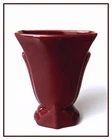 J A BAUER  POTTERY  5" Cal-Art Vase #510, Burgundy Glaze, Excellent Condition
