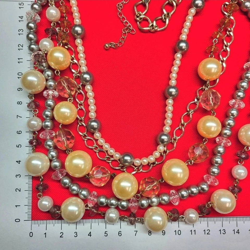 Collar de perlas simuladas gruesas Avon SAQ en capas maximalista joyería Foto 4 de 4