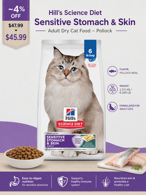 Hill's Science Diet Sensitive Stomach & Skin Adult Dry Cat Food - Pollock