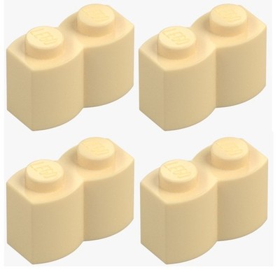 LEGO 4x Stein 1x2 Palisade Wellenstein Brick Yellow Neu 30136 4218749 hellbeige