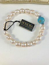 Honora Pale Baroque Pearl Bracelet with faux turquoise with Pouch