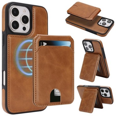 Mag Safe Flip Stand Leather Wallet Case For iPhone 16 Pro Max 16e 15 14 13 12 