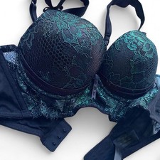 Honey Birdette  MADAME EMERALD  SET 34B Push-up Bra and Small Garter