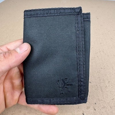 Express Men's Black Nylon Trifold Wallet Hook Loop Closure ID Window Mesh Pocket