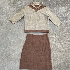 VINTAGE 40s 50s Native Sweater Skirt Combo Jantzen Rockabilly Wool Knit Size 12